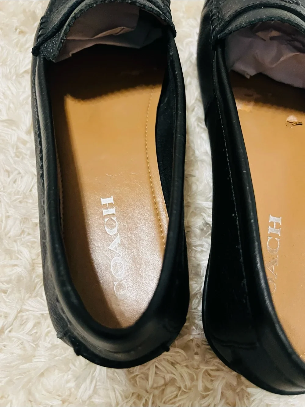 COACH Odette Black Pebbled Leather Loafers
